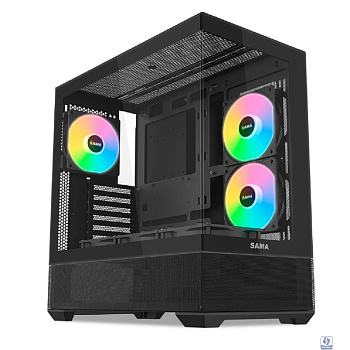 Case SAMA V40 Black, Midi-Tower, TG, 6x120mm ARGB, 2xUSB 3.0 + 1xUSB 3.1 Type-C, ATX, mATX, mITX Black