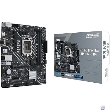 ASUS PRIME H610M-D D4  (Socket 1700, mATX, 2xDDR4(64GB), VGA/HDMI 2.1, 1xPCIe 4.0x16/1xPCIe 3.0, 1xLAN, 4xSATA 6Gb/s, 1xM.2, 1xCOM, 2xUSB 3.2, 4xUSB 2.0, 1xPS/2)