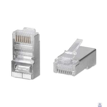 Cabeus 8P8C-SH Коннектор RJ-45 под витую пару, категория 5e, экранированный, универсальный (для одножильного и многожильного кабеля) для проводников с толщиной по изоляции до 1,05 мм