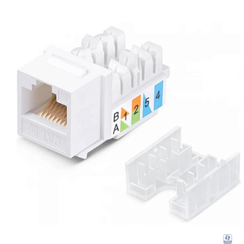Rexant (02-0064) Модуль Keystone Jack RJ-45(8P8C), UTP неэкранированный, CAT 5e, тип 90 градусов, белый PRO