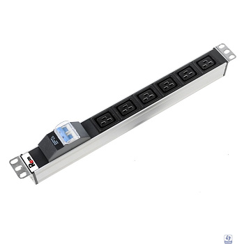 REM Блок розеток Rem-16 с авт. 16А, 6 IEC 60320 C19, 16A, алюм., 19", колодка (R-16-6C19-A-440-K)