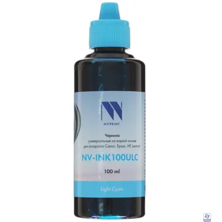 Чернила NV PRINT универсальные на водной основе NV-INK100ULC для аппаратов canon/Epson/НР/Lexmark (100 ml) Light Cyan совместимые