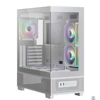 XASTRA Корпус Q500 3ARGB-C10 White ATX/Aquarium/Screewless/ 3x120mm ARGB PWM FM fans/Argb+PWM HUB 10port/ Q500-3FM12A-C10-WH