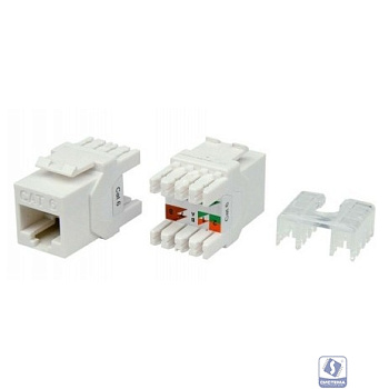 Hyperline KJ8-8P8C-C6-180-WH Вставка Keystone Jack RJ-45(8P8C), категория 6, тип 180 градусов, белая