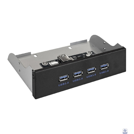 Exegate EX289290RUS Планка USB на переднюю панель ExeGate U5H-625, 5,25", 4*USB3.0, черная, металл, подсоед. к MB