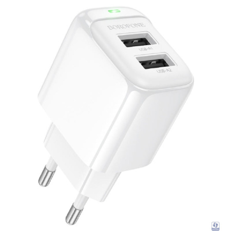 BOROFONE BAS41A/ Сетевое ЗУ/ 2 USB/ Выход: 12W/ White
