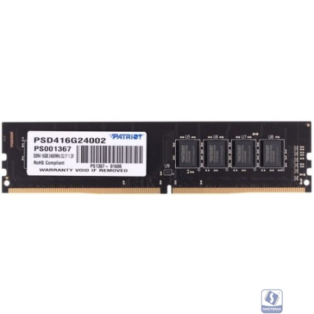 Patriot DDR4 DIMM 16GB PSD416G24002 PC4-19200, 2400MHz