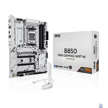 ASUS B850 MAX GAMING WIFI W (Socket AM5,  ATX, 4xDDR5(256GB), DP/HDMI 2.1, 1xPCIe 5.0x16/1xPCIe 4.0x16/2xPCIe 3.0x16, 1xLAN (2.5GbE), Wi-Fi, BT, 4xSATA 6Gb/s, 3xM.2, 1*Type-C, 5xUSB 3.2, 2xUSB 2.0)