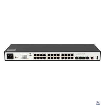 SNR SNR-S2989G-24TX-UPS Управляемый коммутатор уровня 2+, 24 порта 10/100/1000Base-T, 4 порта 1/10G SFP+, VSF HA, встроенный БП ~220V AC, разъем для АКБ 12V с возможностью заряда