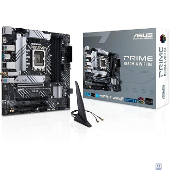 ASUS PRIME B660M-A WIFI D4 (Socket 1700, mATX, 4xDDR4(128GB), 2xHDMI 2.1/DP, 1xPCIe 4.0x16/2xPCIe 3.0x16, 1xLAN, Wi-Fi, BT, 4xSATA 6Gb/s, 2xM.2, 2xUSB 3.2, 4xUSB 2.0, 1xPS/2)