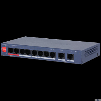 DAHUA DH-CS4010-8ET2GT-110 8-портовый PoE коммутатор управляемый 8 RJ45 10/100Мбит/с (PoE/PoE+/Hi-PoE/IEEE 802.3bt), 2 RJ45 10/100/1000Мбит/с (uplink);  1~2 до 90Вт, 3~8 до 30Вт, суммарно до 110Вт