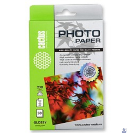 CACTUS GA623050 Фотобумага глянцевая, 10x15, 230 г/м2, 50 листов