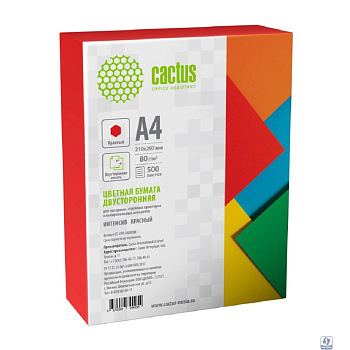 Бумага Cactus CS-CPR-A480500 A4/80г/м2/500л./красный интенсив
