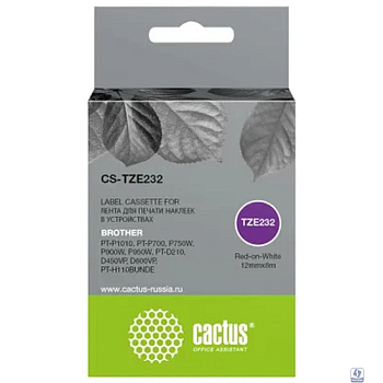 Картридж ленточный Cactus CS-TZE232 TZe-232 черный для Brother PT-P1010, PT-P700, P750W, P900W, P950W, PT-D210, D450VP, D600VP, PT-H110BUNDE