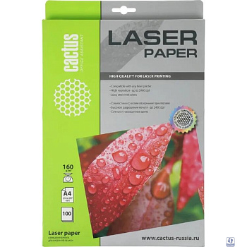 Cactus CS-LPA4160100 Бумага A4/160г/м2/100л. глянцевое для лазерной печати