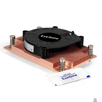 Exegate EX297634RUS Кулер ESNK-P0062AP4v2.PWM.1U.SP3.Cu (радиальный (улитка), медный, 1U, LGA SP3, TDP 165W, PWM, 1100-6300RPM, 2 ball bearing, 4pin, 63db, на винтах, с термопастой, box