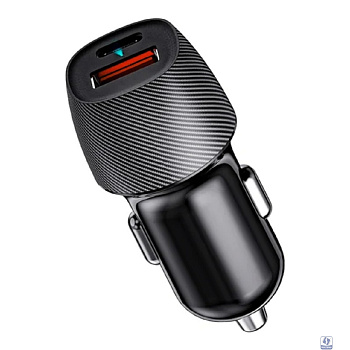 Rexant (16-0242) Автомобильное зарядное устройство с двумя портами (USB-A QC 3.0 + USB-C PD) со световой индикацией, 38Вт, черное 