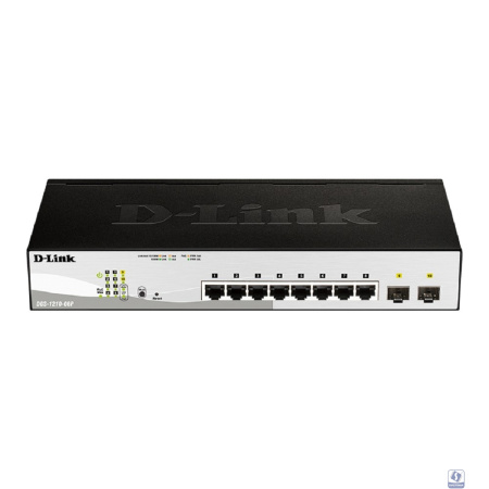 D-Link DGS-1210-08P/G3A Управляемый L2 коммутатор с 8 портами 10/100/1000Base-T и 2 портами 1000Base-X SFP (8 портов PoE 802.3af/at, PoE-бюджет 65 Вт)