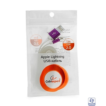 Gembird Кабель USB 2.0 Cablexpert CC-ApUSBp1m, AM/Lightning 8P, 1м, силиконовый шнур, разъемы фиолетовый металлик, пакет