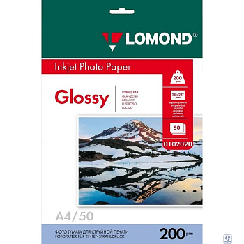 LOMOND 0102020 Глянцевая бумага 1х A4, 200г/м2 50 л. 