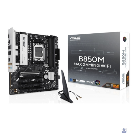 ASUS B850M MAX GAMING WIFI (Socket AM5, mATX, 4xDDR5(256GB), DP/HDMI, 1xPCIe 5.0x16/1xPCIe 4.0, 1xLAN(5GbE), Wi-Fi 6, 4xSATA 6Gb/s, 2xM.2, 2xType-C, 3xUSB 3.2, 2xUSB 2.0)