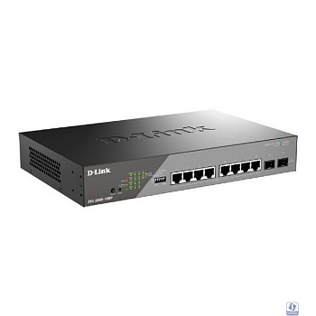 D-Link DSS-200G-10MP/A1A Настраиваемый L2 коммутатор с 8 портами 10/100/1000Base-T и 2 портами 1000Base-X SFP (8 портов PoE 802.3af/at, PoE-бюджет 130 Вт, дальность до 250 м)  