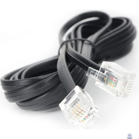 Cablexpert TC6P4C-2M Кабель.телефонный аппарат-розетка 2 м черный