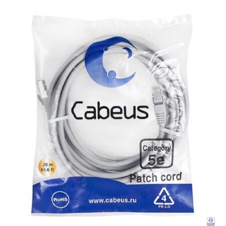 Cabeus PC-FTP-RJ45-Cat.5e-20m Патч-корд F/UTP, категория 5е, 2xRJ45/8p8c, экранированный, серый, PVC, 20м
