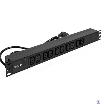 Exegate EX280863RUS Блок розеток ExeGate ServerPro PDU-19H005 Al-10C13-EU3, 19",1U,алюм, 10 IEC 320 C13, евровилка, 3м