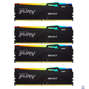 Kingston DDR5 DIMM 4x32GB 5600MHz KF556C40BBAK4-128 Fury Beast Black RGB RTL Gaming PC5-44800 CL40 288-pin 1.25В dual rank с радиатором Ret
