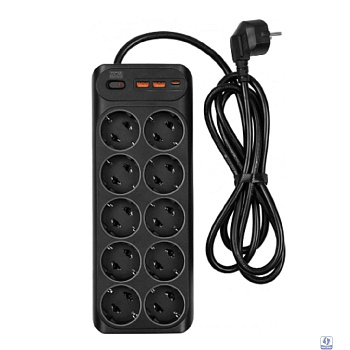 Powercom Сетевой фильтр SP-10 USB2A1CB 3,0 м (10*EU (СЕЕ 7/3)+1*USB-C+2*USB-A) 
