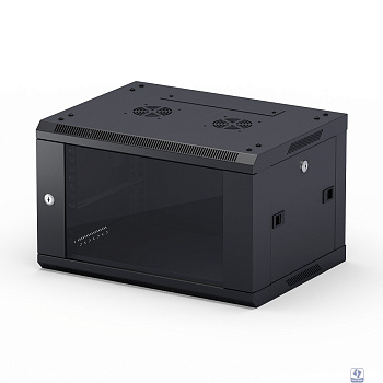 NEOMAX Шкаф телекоммуникационный   настенный 6U (600х450), стеклянная дверь, замок-ключ (3 шт), разборный, цвет черный (1 коробка)[NCB-WM6U-6045GK3-100-BK]