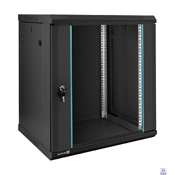 Exegate EX298609RUS Шкаф телекоммуникационный 19" настенный 12U ExeGate EC-WM-12U.450.G.BLACK (19”, 12U, 600x450x635mm (ШхГхВ), передняя дверь закаленное стекло, съемные боковые панели, пыле- и влагоз