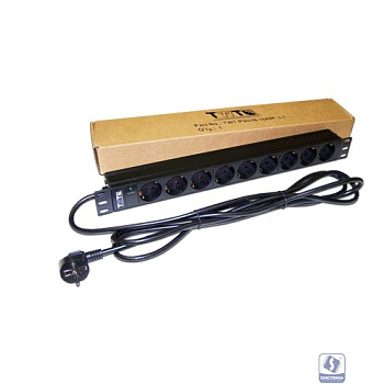Lanmaster TWT-PDU19-16A9P-3.0 Блок розеток 19" 9 шт. без выключателя, 16A 250V, шнур питания 3.0 м