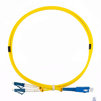 Rexant (50-2114-5) Патч-корд оптический одномодовый (SM) 9/125 OS2 разъемы zip-cord LC/UPC-SC/UPC 3мм Duplex LSZH 5м желтый