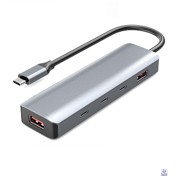 ORIENT CU-1041C, Type-C разветвитель USB 3.2 Gen2 (10 Гбит/c), порты: 2xUSB-A + 2xUSB-C, порт USB-C для доп.питания 5В, кабель USB Type-C, алюминиевый корпус, серебристый (33314)