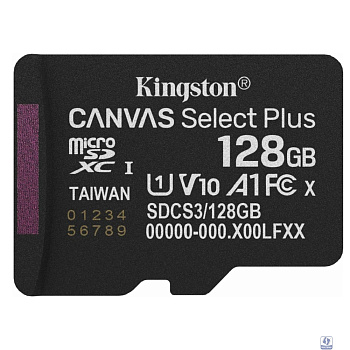 Micro SecureDigital 128GB Kingston Canvas Select Plus Gen3 150MB/s A1, без адаптера [SDCS3/128GBSP]