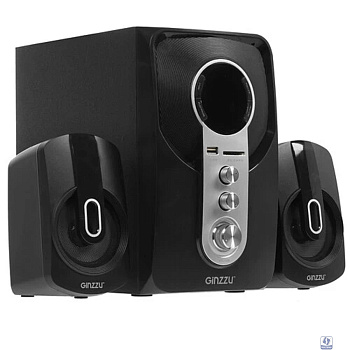 Ginzzu GM-405 2.1 с Bluetooth, выходная мощность 20Вт + 2х10Вт, аудиоплеер USB-flash, SD-card, FM-радио, пульт ДУ - 21 кнопка, стерео вход (2RCA), эквалайзер (обыч
