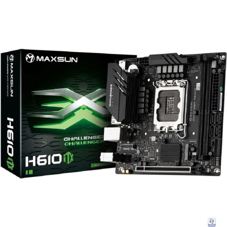 MAXSUN MS-Challenger H610ITX 2LAN V3 (Socket 1700, mini-ITX, 2*DDR4, 2*HDMI/DP, 4*SATA3, 2*M.2, 1xPCI-E x16, 3*USB 2.0,  2*USB 3.2 Gen1, LAN 2*2.5G, RTL)