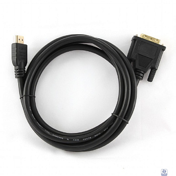Кабель HDMI-DVI Cablexpert CC-HDMI-DVI-6, 19M/19M, single link, медь, позол.разъемы, экран, 1.8м, черный, пакет
