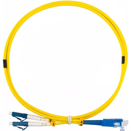 Rexant (50-2114-3) Патч-корд оптический одномодовый (SM) 9/125 OS2 разъемы zip-cord LC/UPC-SC/UPC 3мм Duplex LSZH 3м желтый