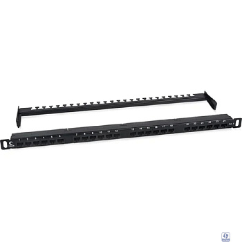 Cabeus PLHD-24-Cat.6-Dual-180-0,5U Патч-панель высокой плотности 19" (0,5U), 24 порта RJ-45, категория 6, Dual IDC,180 градусов, с задним кабельным организатором