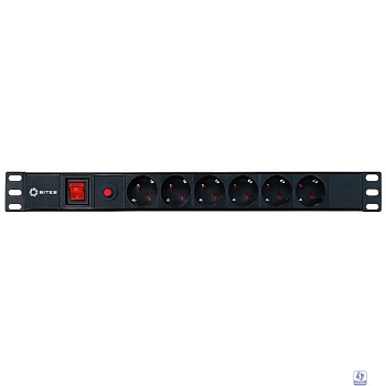 5bites Блок розеток PDU-10 6S / 10A / PVC / SWITCH / 1U / 19"