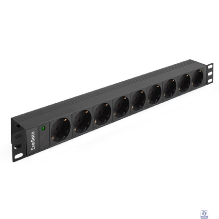 Exegate EX280853RUS Блок розеток ExeGate ServerPro PDU-19H907 Al-9S-C20, 19",1U,алюм, 9Schuko, С20