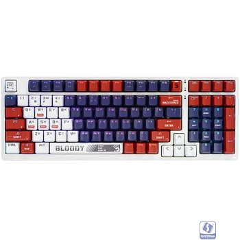Клавиатура проводная A4Tech Bloody S98 Sports Navy BLMS Plus blue/white (механическая, USB, for gamer, LED) (S98 SPORTS NAVY BLMS RED PLUS)