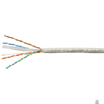 Cabeus UTP-4P-Cat.6-SOLID-LSZH-WH Кабель витая пара UTP (U/UTP), категория 6, 4 пары (23 AWG), одножильный, LSZH нг(А)-HF, белый (100 м)