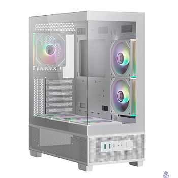 XASTRA Корпус Q500 6ARGB-C10-UC White ATX/Aquarium/Screewless/ 6x120mm ARGB PWM FM fans/Argb+PWM HUB 10port/ Type-C/ Q500-6FM12A-C10-UC-WH