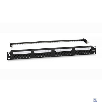Cabeus PL2-24-Cat.6-Dual IDC Патч-панель 19" (1U), 24 порта RJ-45, категория 6, Dual IDC, с задним кабельным организатором,