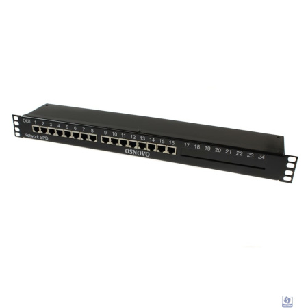 SP-IP16/1000PR 1U устройство грозозащиты для локальной вычислительной сети на 16 портов (скорость до 1000 Мб/с) с защитой линий PoE (af/at, методы A + B, контакты 1/2, 3/6, 4/5, 7/8).