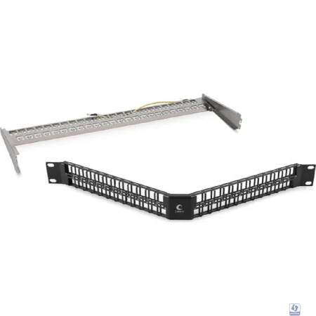 Cabeus PLBHD-48-CON-SH Угловая модульная патч-панель 19", 48 портов, 1U , для экранированных модулей, с задним кабельным организатором (без модулей)